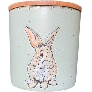 InHomeStylez Ceramic Bunny Rabbit Canister Wooden Lid Jar